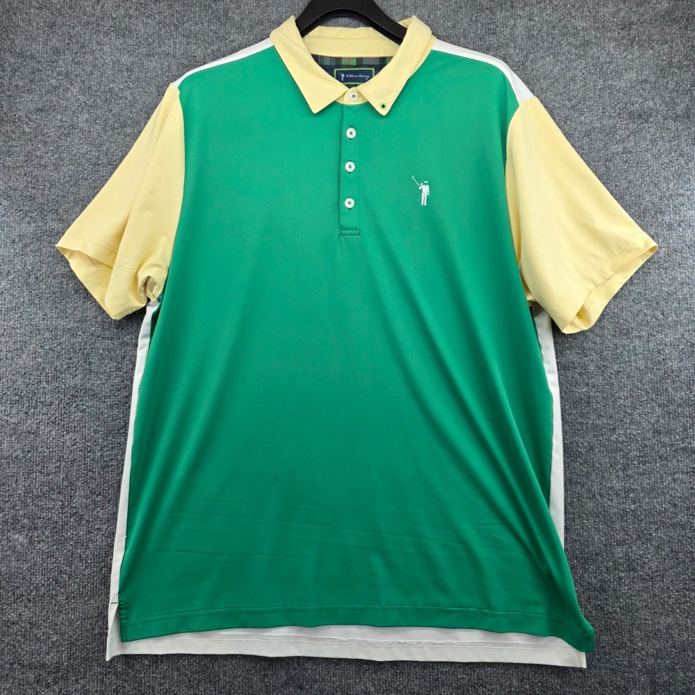 William Murray Mens XX-Large Green Yellow Colorblock Golf Polo Short Sleeve